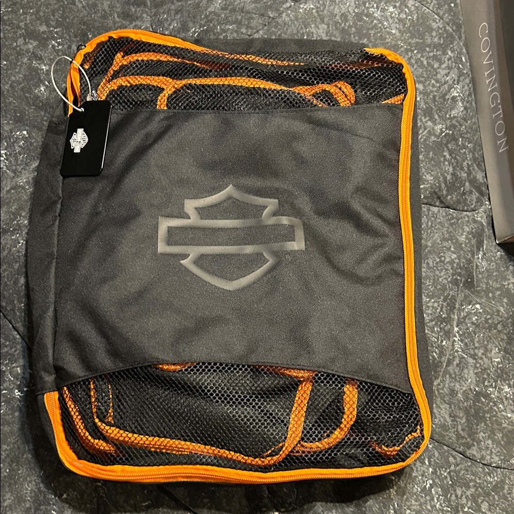 Harley-Davidson Black Mesh Bag with Orange Trim. Six bags in total.
